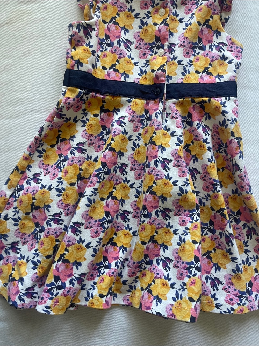 Janie and Jack White Girls 5 Floral Dress with Yellow and Pink Roses - Picture 8 of 9